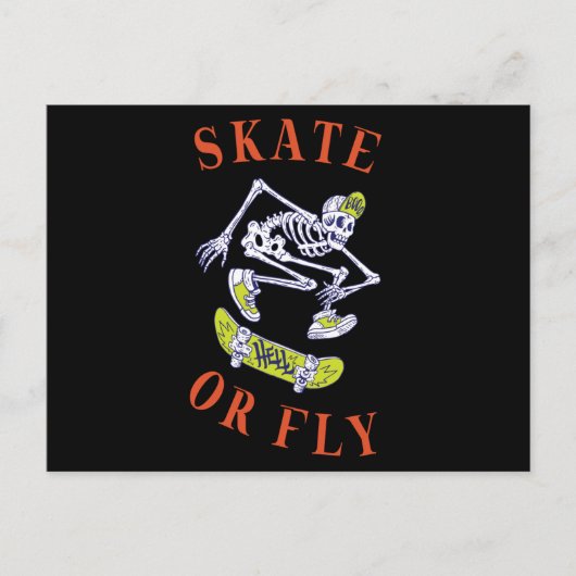 Carte Postale Skate ou volez Skeleton Skateboarder (Devant)