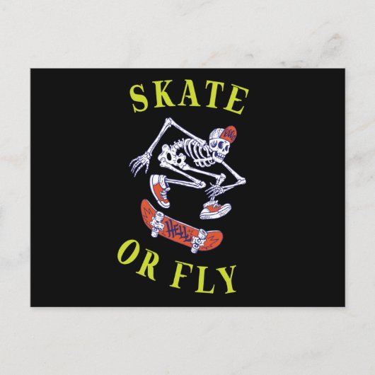 Carte Postale Skate ou volez Skeleton Skateboarder (Devant)