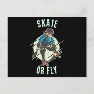Carte Postale Skate ou volez Skeleton Skateboarder
