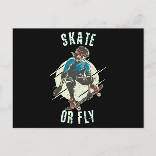 Carte Postale Skate ou volez Skeleton Skateboarder (Devant)
