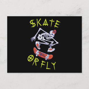 Carte Postale Skate ou volez Skeleton Skateboarder