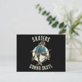 Carte Postale Skate Skate Skeleton Skateboarder (Debout devant)