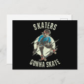 Carte Postale Skate Skate Skeleton Skateboarder (Devant / Derrière)