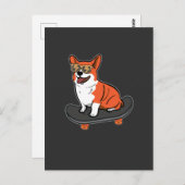 Carte Postale Skateboard Chien Corgi Lunettes de soleil Patinage (Devant / Derrière)