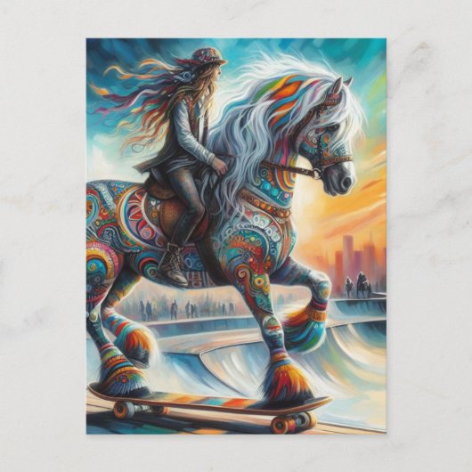 Carte Postale Skateboard Horse et Rider (Devant)