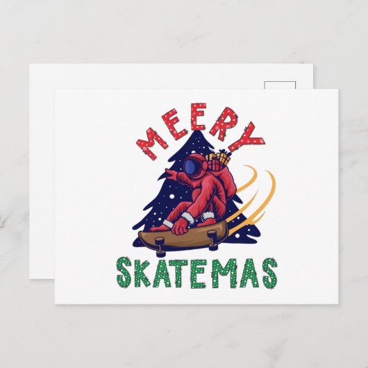 Carte Postale Skateboard Noël, Skate Santa Claus (Devant / Derrière)