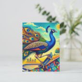 Carte Postale Skateboard Peacock coloré et amusant (Debout devant)