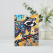 Carte Postale Skateboard Raccoon (Debout devant)