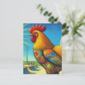 Carte Postale Skateboard Rooster coloré et amusant (Debout devant)