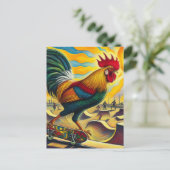 Carte Postale Skateboard Rooster coloré et amusant (Debout devant)