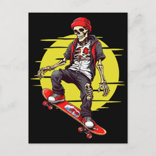 Carte Postale Skateboard Skeleton