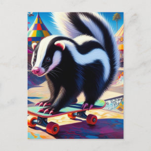 Carte Postale Skateboard Skunk