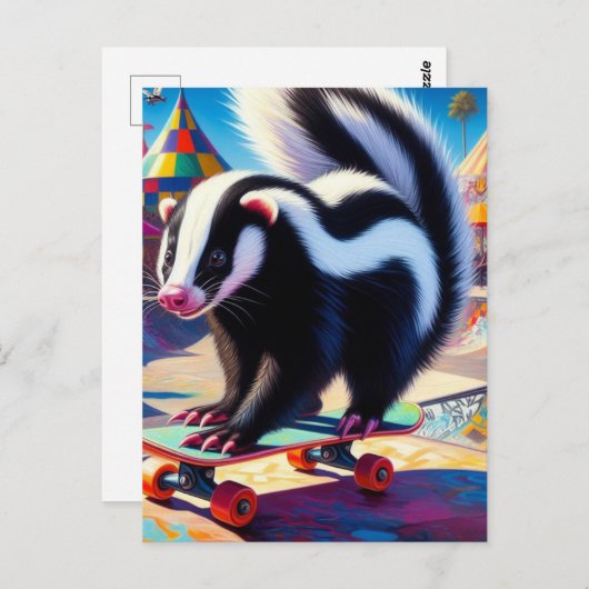 Carte Postale Skateboard Skunk (Devant / Derrière)