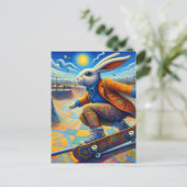 Carte Postale Skateboard Surreal Coloré et Fun Rabbit (Debout devant)