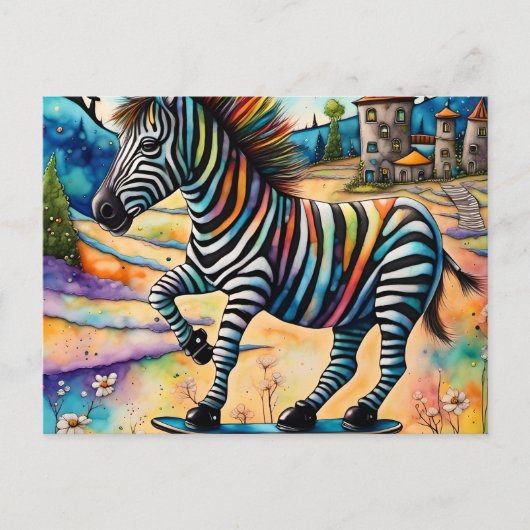 Carte Postale Skateboard Zebra (Devant)