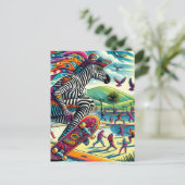 Carte Postale Skateboard Zebra coloré et amusant (Debout devant)
