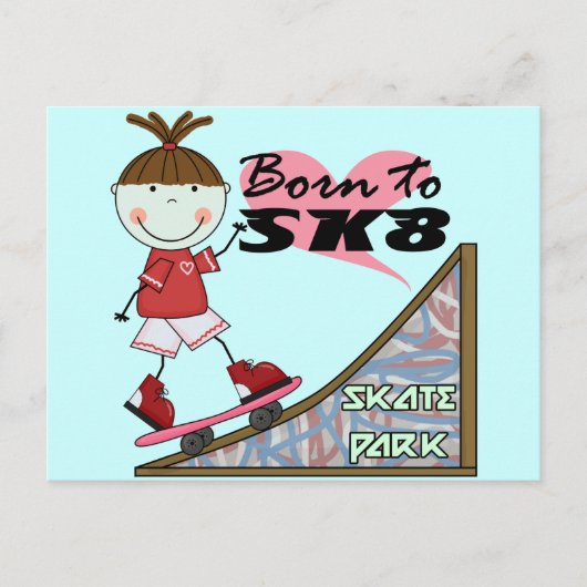 Carte Postale SKATEBOARDING - Brunette Girl Tshirts et cadeaux (Devant)