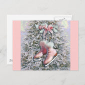 Carte Postale SKATES DE GLACE en ROSE par SHARON SHARPE (Devant / Derrière)