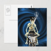 Carte Postale Skeleton biker fumer une cigarette (Devant / Derrière)