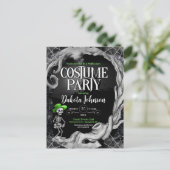 Carte Postale Skeleton Black Halloween Costume fête Invitation (Debout devant)