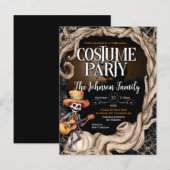 Carte Postale Skeleton Black Halloween Costume fête Invitation (Devant / Derrière)