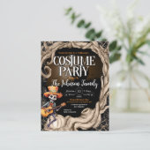 Carte Postale Skeleton Black Halloween Costume fête Invitation (Debout devant)