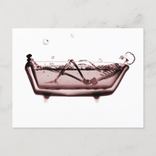 Carte Postale Skeleton de Red X-Ray Vision à Bath Tub