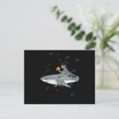 Carte Postale Skeleton équitation requin - Drôle cadeau Hallowee (Debout devant)