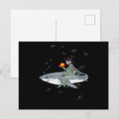 Carte Postale Skeleton équitation requin - Drôle cadeau Hallowee (Devant / Derrière)