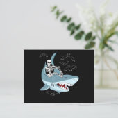 Carte Postale Skeleton équitation requin Drôle cadeaux d'Hallowe (Debout devant)