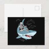 Carte Postale Skeleton équitation requin Drôle cadeaux d'Hallowe (Devant / Derrière)