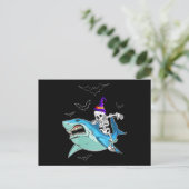 Carte Postale Skeleton équitation requin drôle - Crazy Halloween (Debout devant)