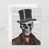Carte Postale Skeleton Gentleman et chapeau supérieur (Devant / Derrière)