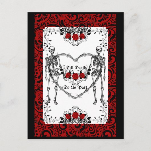 Carte Postale Skeleton gothique jusqu'à la mort nous sépare (Devant)