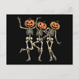Carte Postale Skeleton Halloween Citrouille Automne saison Éffra