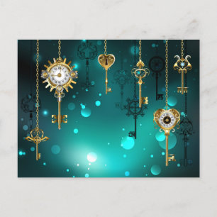 Carte Postale Skeleton Keys on Green Background
