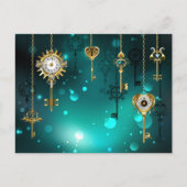 Carte Postale Skeleton Keys on Green Background (Devant)