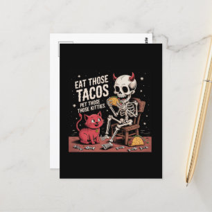 Carte Postale Skeleton Mange ces Tacos Pet ces mignons Kitties