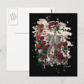 Carte Postale Skeleton & Roses - bleached version (Devant / Derrière)
