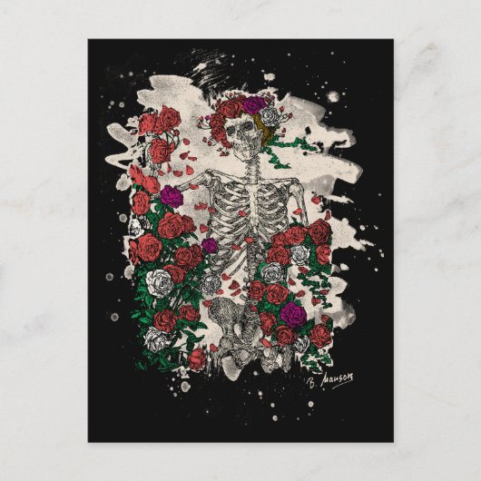 Carte Postale Skeleton & Roses - bleached version (Devant)