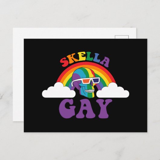 Carte Postale Skeleton Skella Gay Rainbow Prith Mois (Devant / Derrière)