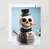 Carte Postale Skeleton Snow Man With Carrot and Scarf (Devant / Derrière)