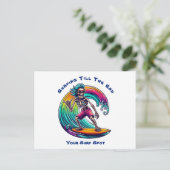 Carte Postale Skeleton Surfer En Vague (Debout devant)