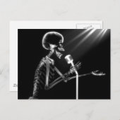 CARTE POSTALE SKELETON X-RAY CHANTANT SUR RETRO MIC - B&W (Devant / Derrière)