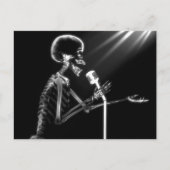 CARTE POSTALE SKELETON X-RAY CHANTANT SUR RETRO MIC - B&W (Devant)