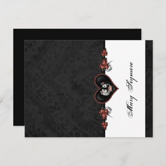 Carte Postale Skeletons Black AJOUT NAME GLOSS Plaque (Devant / Derrière)