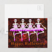 Carte Postale Skeletons Dancing Ballet "Happy Halloween" (Devant / Derrière)