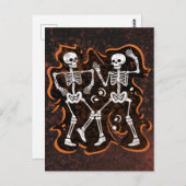Carte Postale Skeletons de danse d'Halloween (Devant / Derrière)