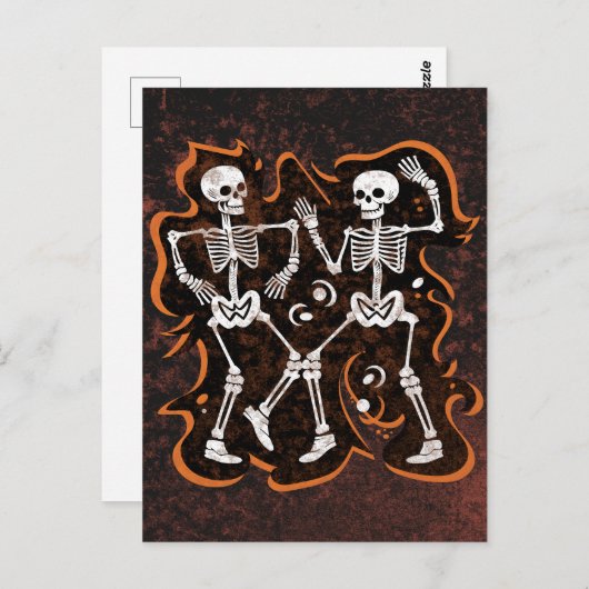 Carte Postale Skeletons de danse d'Halloween (Devant / Derrière)