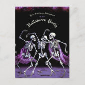 Carte Postale Skeletons de danse violet budget Halloween (Devant)
